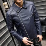 Men's Motorcycle Lapel Pu Leather Jacket - Image 2