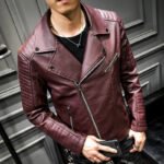 Men's Motorcycle Lapel Pu Leather Jacket - Image 5