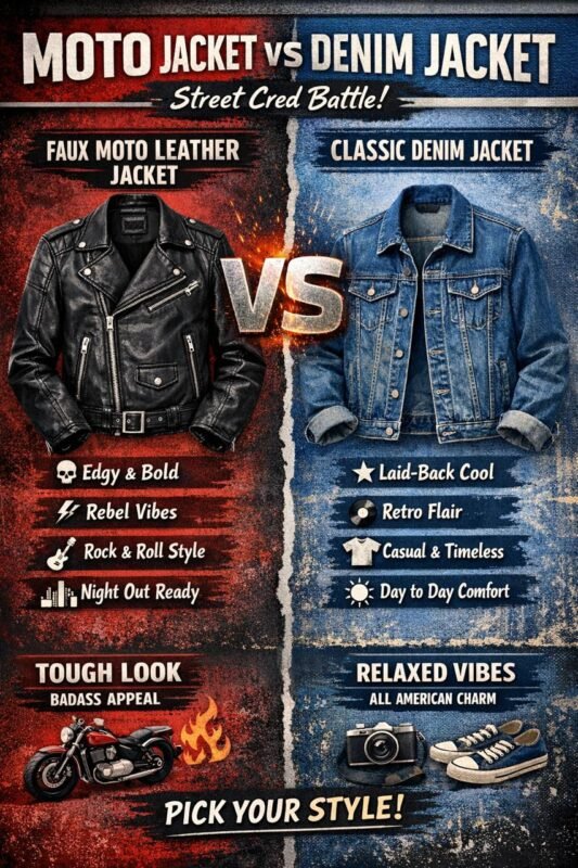 Faux Moto Leather Jacket vs Denim Jacket