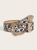 Womens Vintage American-Style Leopard-Print Belt - Image 2