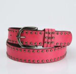 Womens Soft-leather Belt With Pin Buckle And Decorative Rivets - Image 9