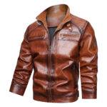 Men's Retro Faux Leather Cafe Racer Jacket - Stylish & Trendy - Image 3