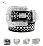 New Rhinestone Belt With Top-grain Leather Unisex