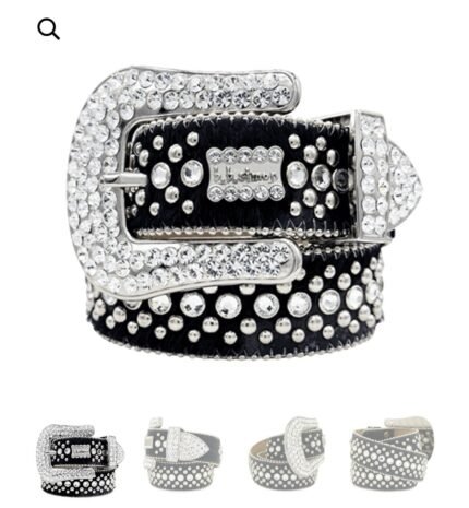 New Rhinestone Belt With Top-grain Leather Unisex