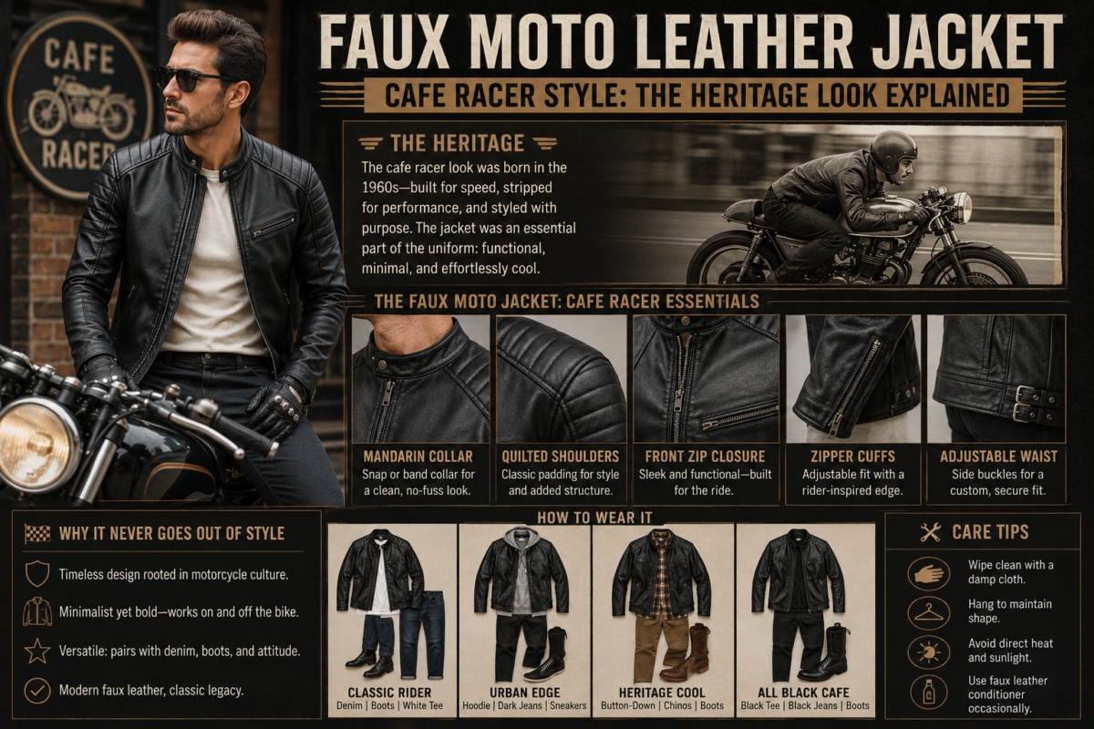 Faux Moto Leather Jacket Cafe Racer Style: The Heritage Look Explained