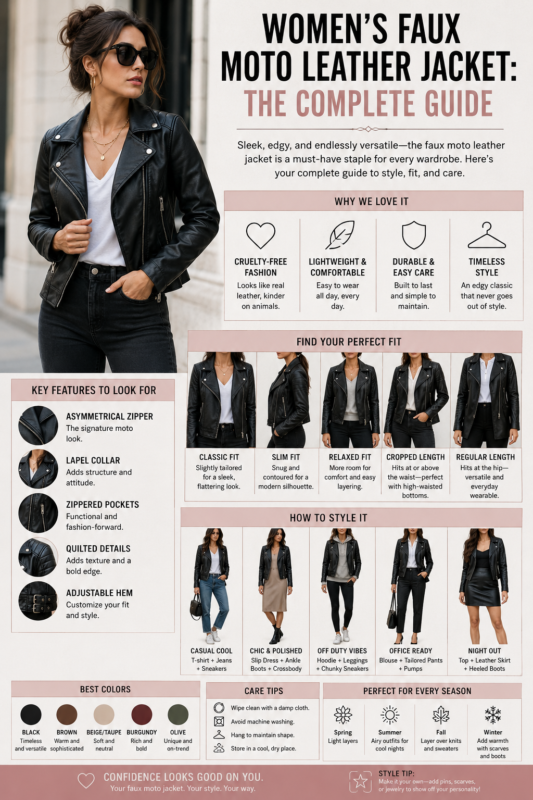 Women's Faux Moto Leather Jacket