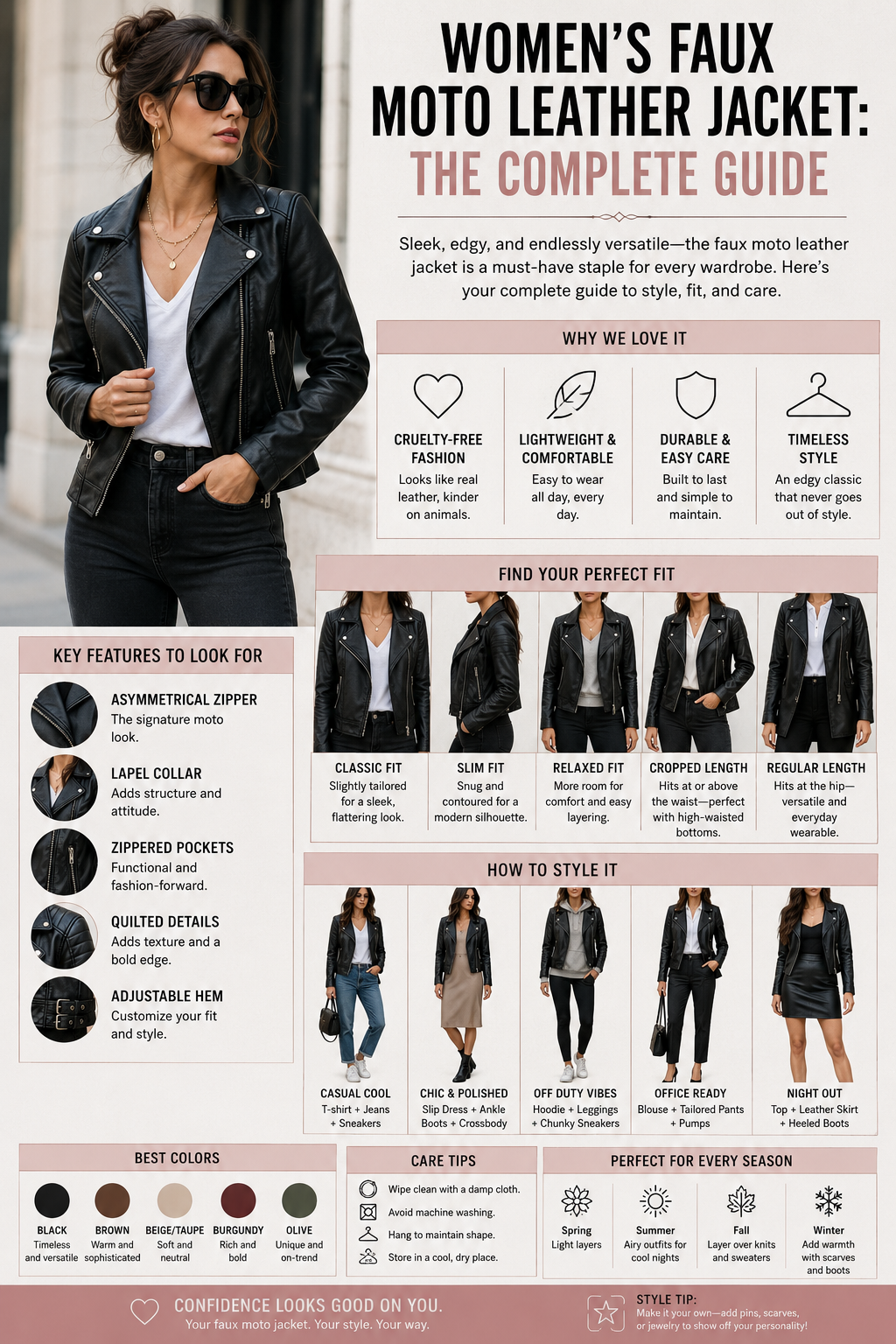 Women's Faux Moto Leather Jacket
