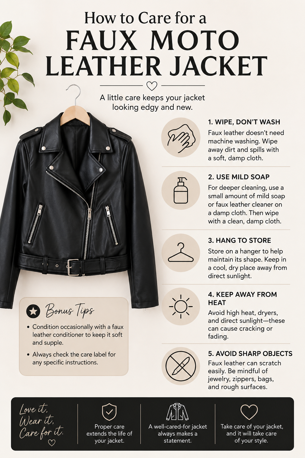 How to Care for a Faux Moto Leather Jacket