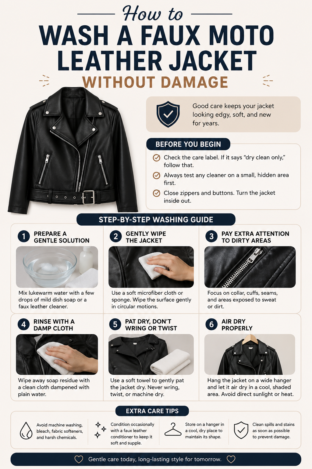 How to Wash a Faux Moto Leather Jacket Without Damage