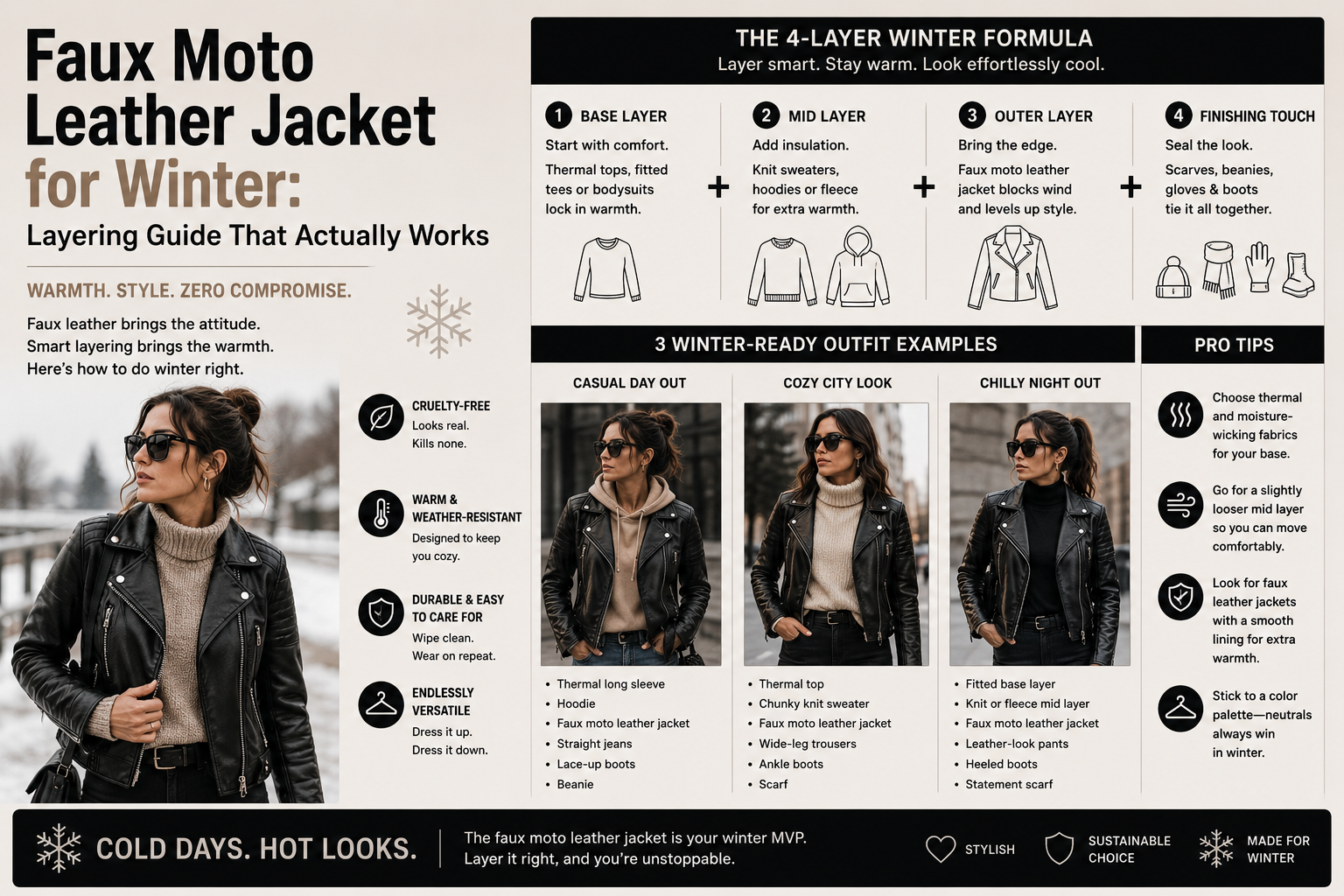 Faux Moto Leather Jacket for Winter: Layering Guide That Actually Works