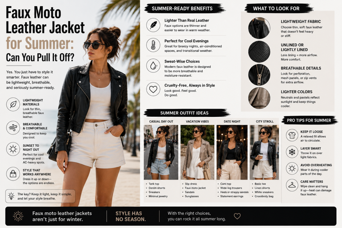 Faux Moto Leather Jacket for Summer: Can You Pull It Off?