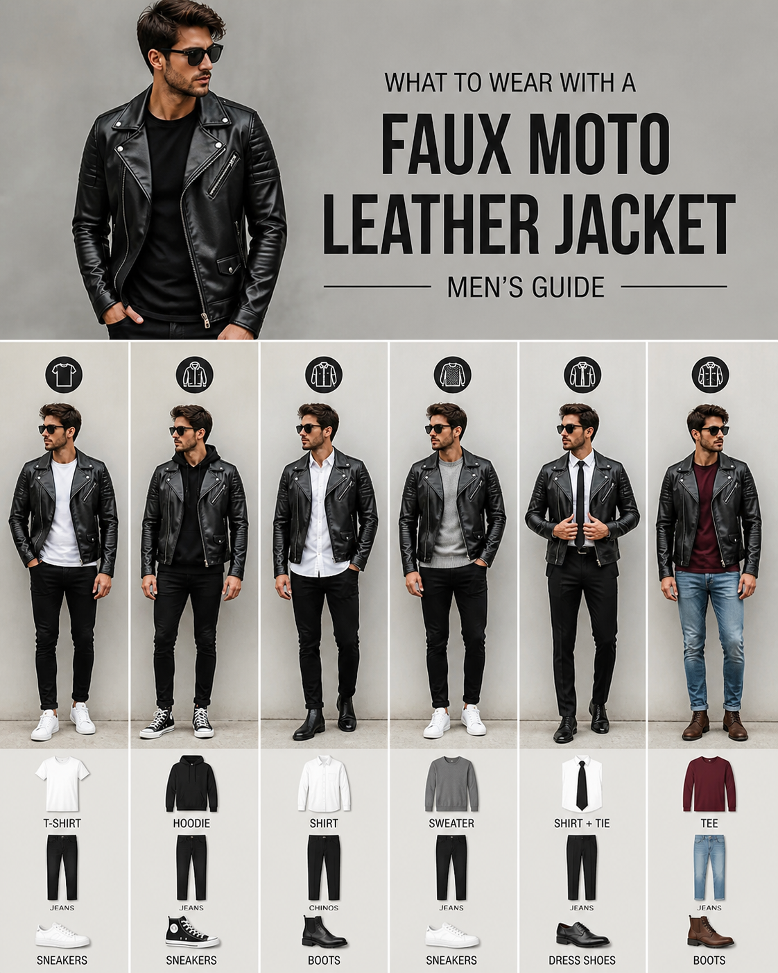 What to Wear with a Faux Moto Leather Jacket: Men's Style Guide