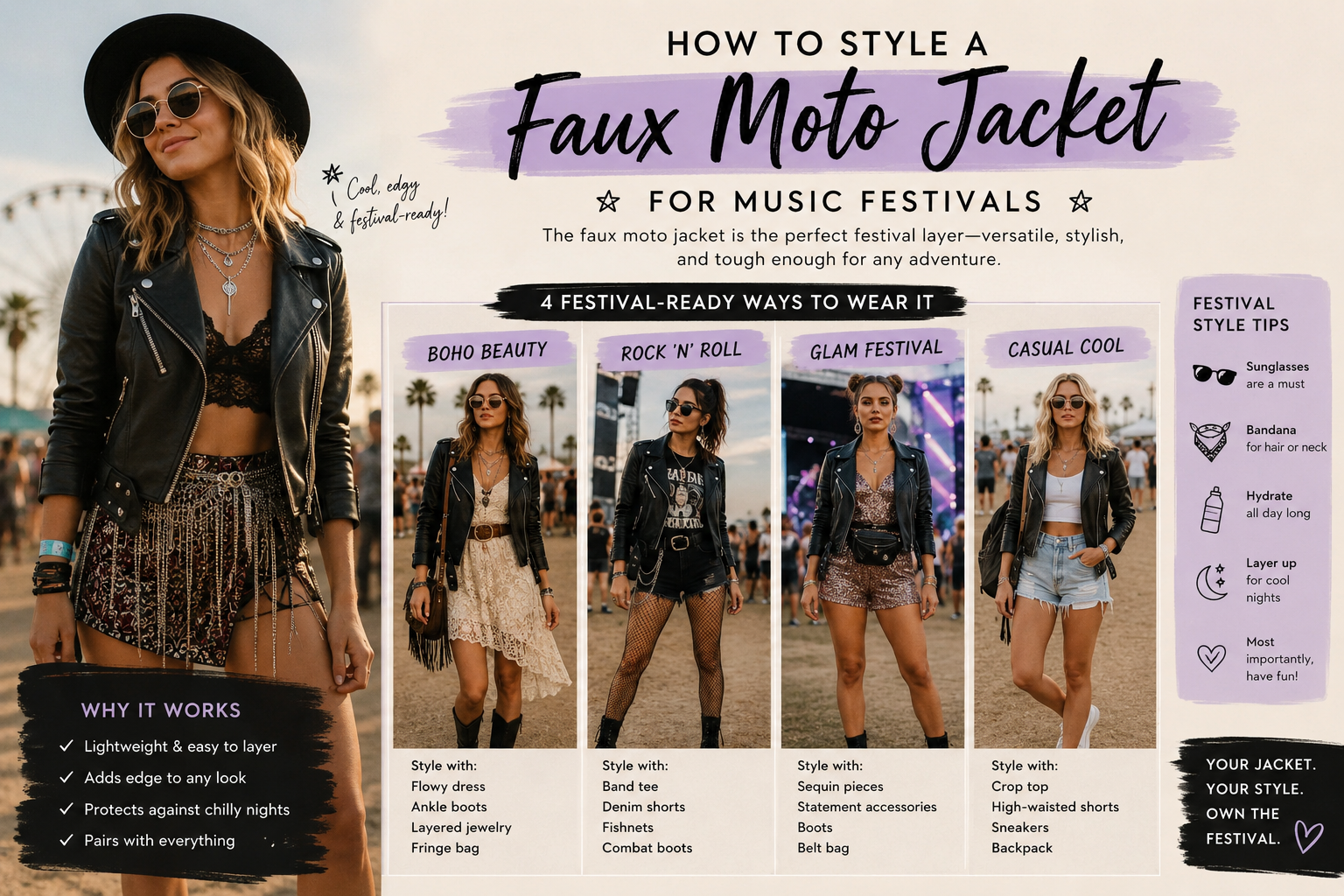 Faux Moto Jacket for Music Festivals