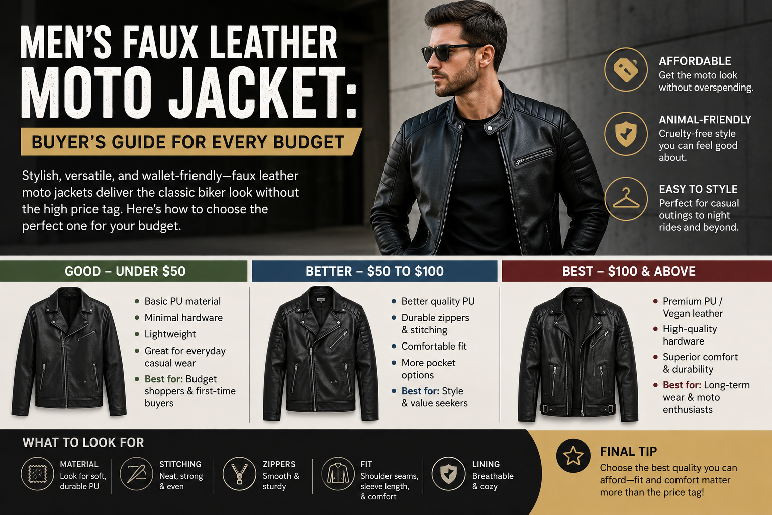 Men's Faux Leather Moto Jacket: Buyer's Guide for Every Budget