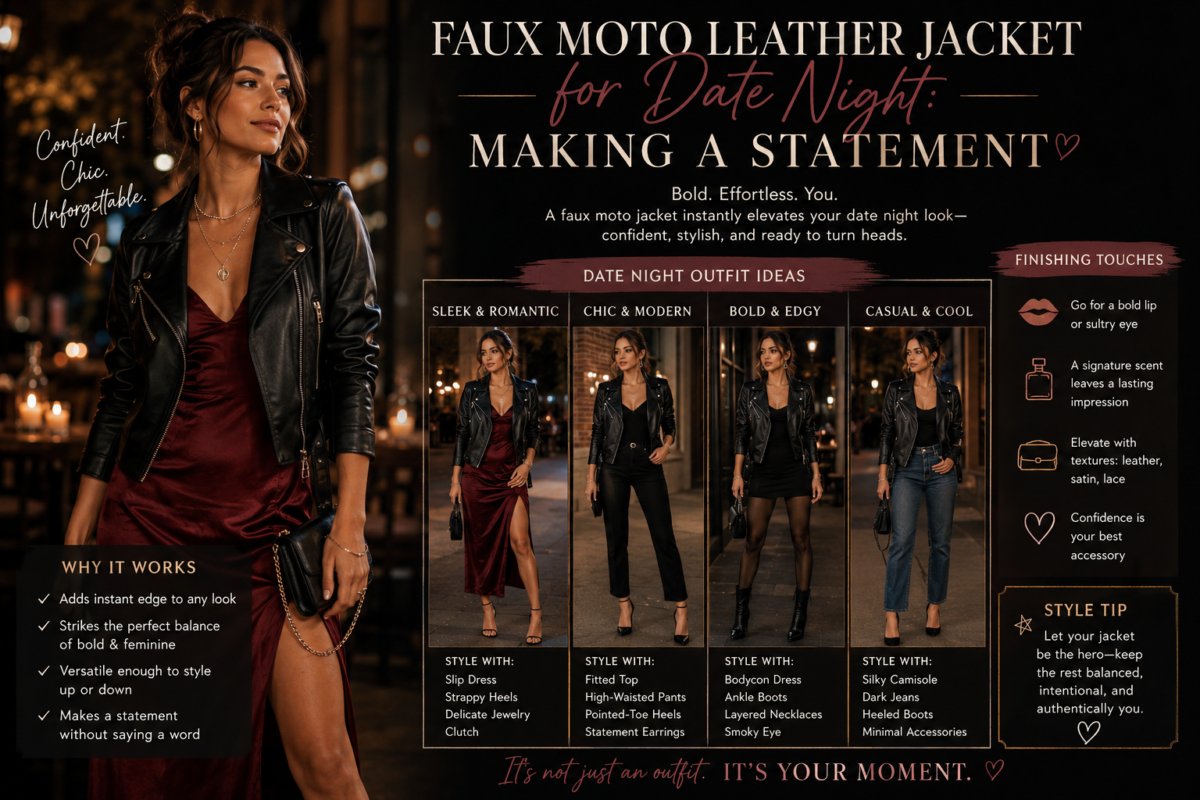 Faux Moto Leather Jacket for Date Night