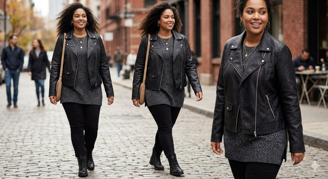 Plus Size Faux Moto Leather Jacket