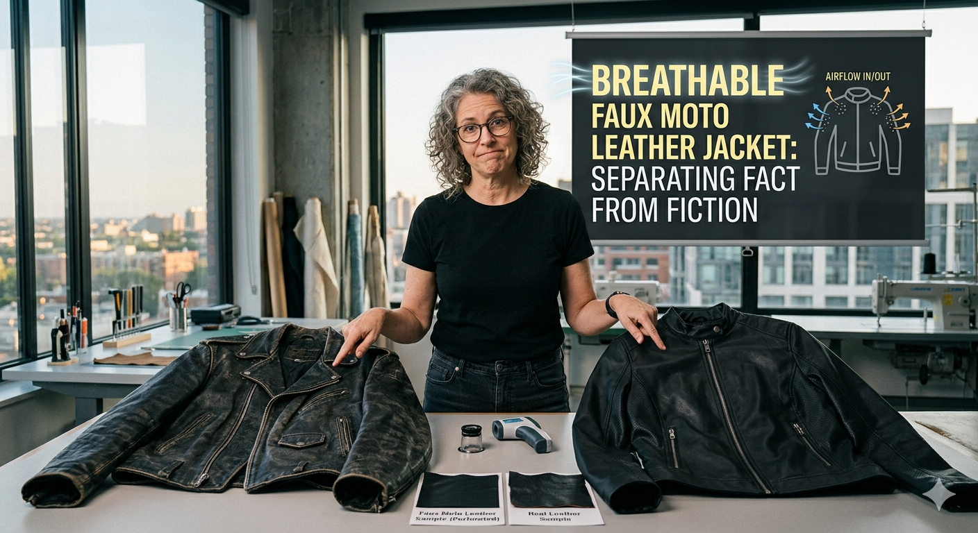 Breatheable faux leather jacket