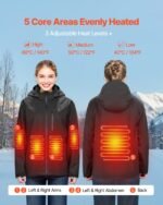 Heated Jacket For Women With 7.4V Battery, Soft Shell Electric Heating Coat, Windproof Waterproof Lightweight Outerwear With 5 Heating Zones & 3 Heat Settings, Machine Washable, L Size - Image 5