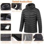 1Pc Heated Jacket Electric Heating Coat Lightweight Winter Hooded Jacket With 3-Level Heating Modes 8 Heating Zones Detachable Zipper Hood - Image 4