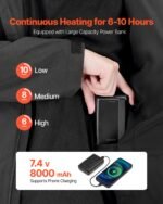 Heated Jacket For Women With 7.4V Battery, Soft Shell Electric Heating Coat, Windproof Waterproof Lightweight Outerwear With 5 Heating Zones & 3 Heat Settings, Machine Washable, L Size - Image 4