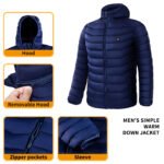 Men Heated Puffer Jacket Electric Heating Coat Insulated Hood Windbreaker - Image 2