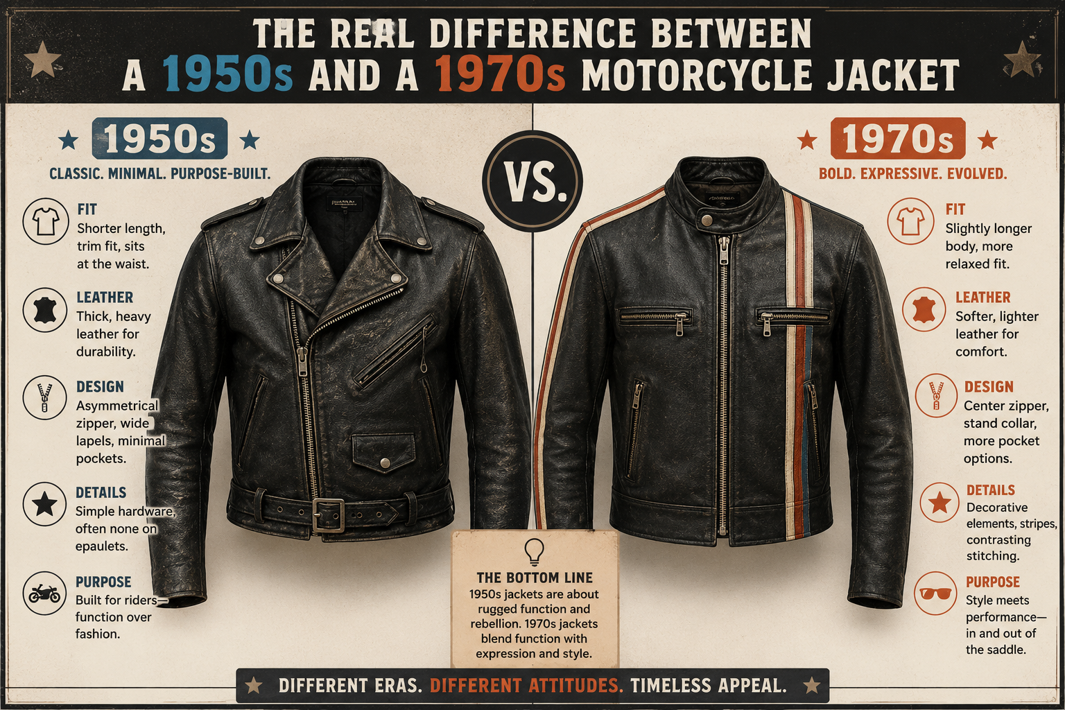 The Real Difference Between a 1950s and a 1970s Motorcycle Jacket