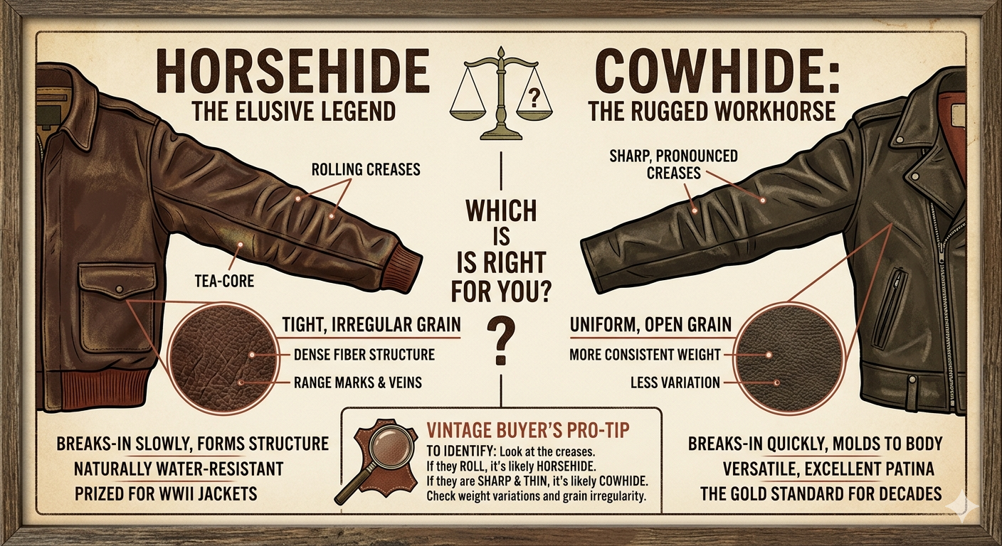 Horsehide vs. Cowhide: What Vintage Leather Buyers Actually Need to Know