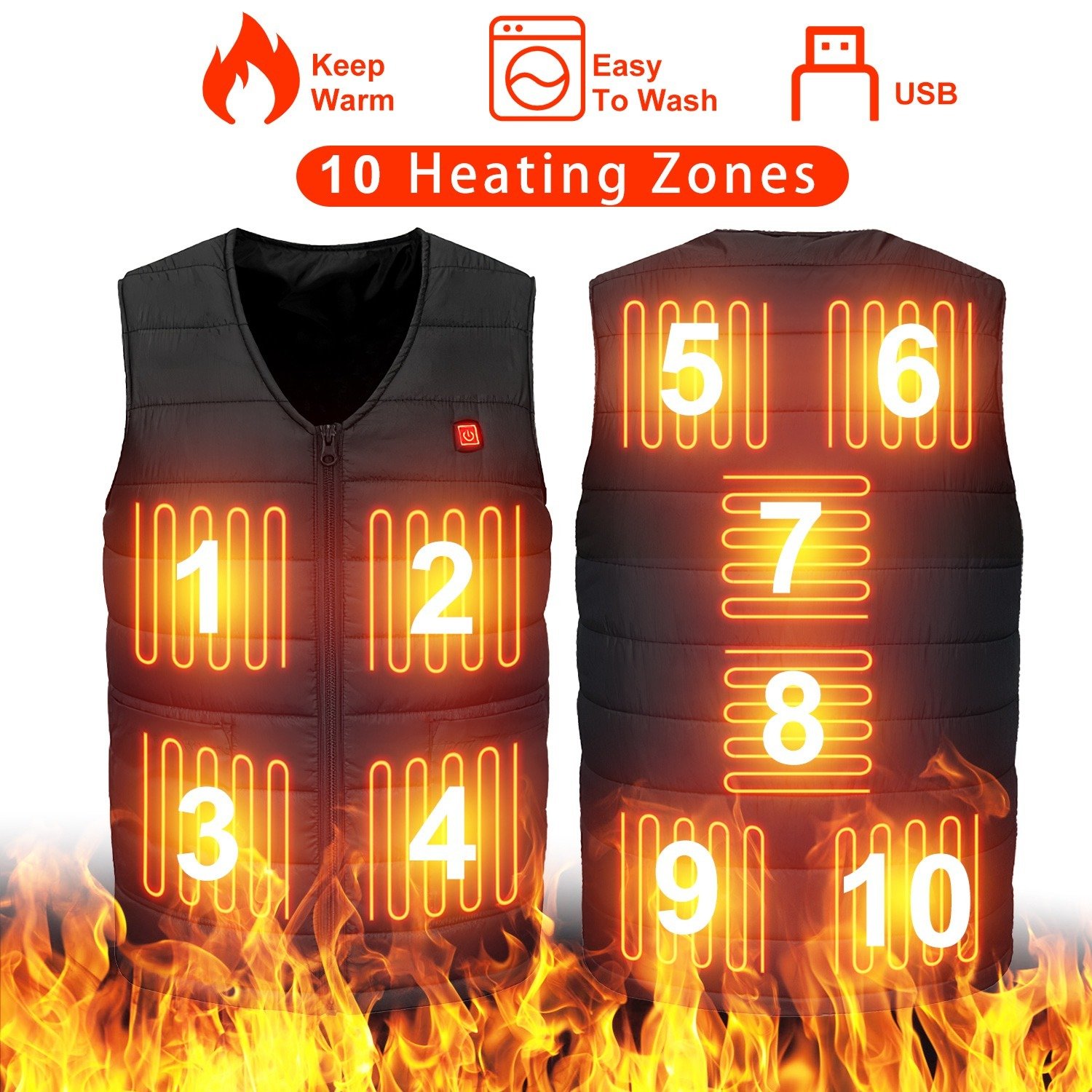 b0eab98a-c735-40f7-b0e1-d61e86287e6c.jpg 1Pc Heat Jacket Vest 3 Heating Gear Adjustable USB Heated Vest Warm Heat Coat Vest With 10 Heating Pads For Men Women Winter Outdoor Activity - Image 1