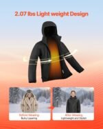 Heated Jacket For Women With 7.4V Battery, Soft Shell Electric Heating Coat, Windproof Waterproof Lightweight Outerwear With 5 Heating Zones & 3 Heat Settings, Machine Washable, L Size - Image 2