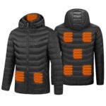 1Pc Heated Jacket Electric Heating Coat Lightweight Winter Hooded Jacket With 3-Level Heating Modes 8 Heating Zones Detachable Zipper Hood - Image 5