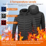 1Pc Heated Jacket Electric Heating Coat Lightweight Winter Hooded Jacket With 3-Level Heating Modes 8 Heating Zones Detachable Zipper Hood - Image 3